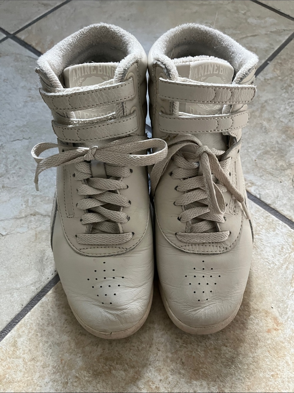 Anine Bing Cream High-Top Sneakers